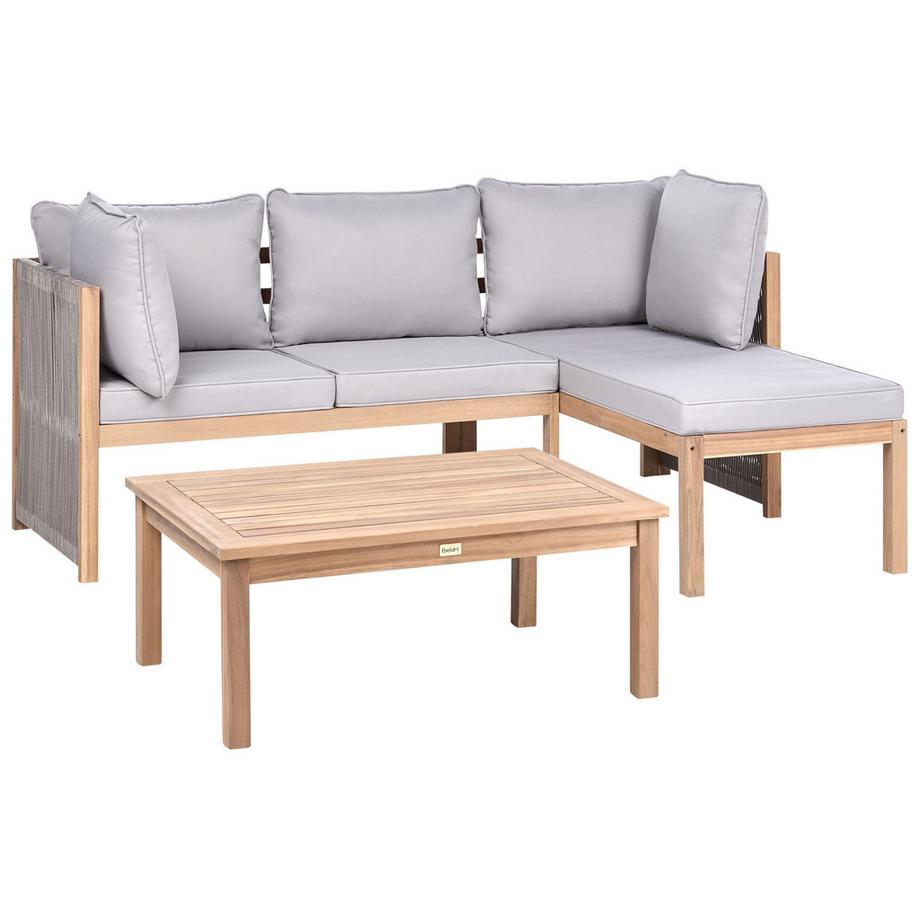 Set divani con tavolino en Legno d'acacia certificato Boho ARABBA