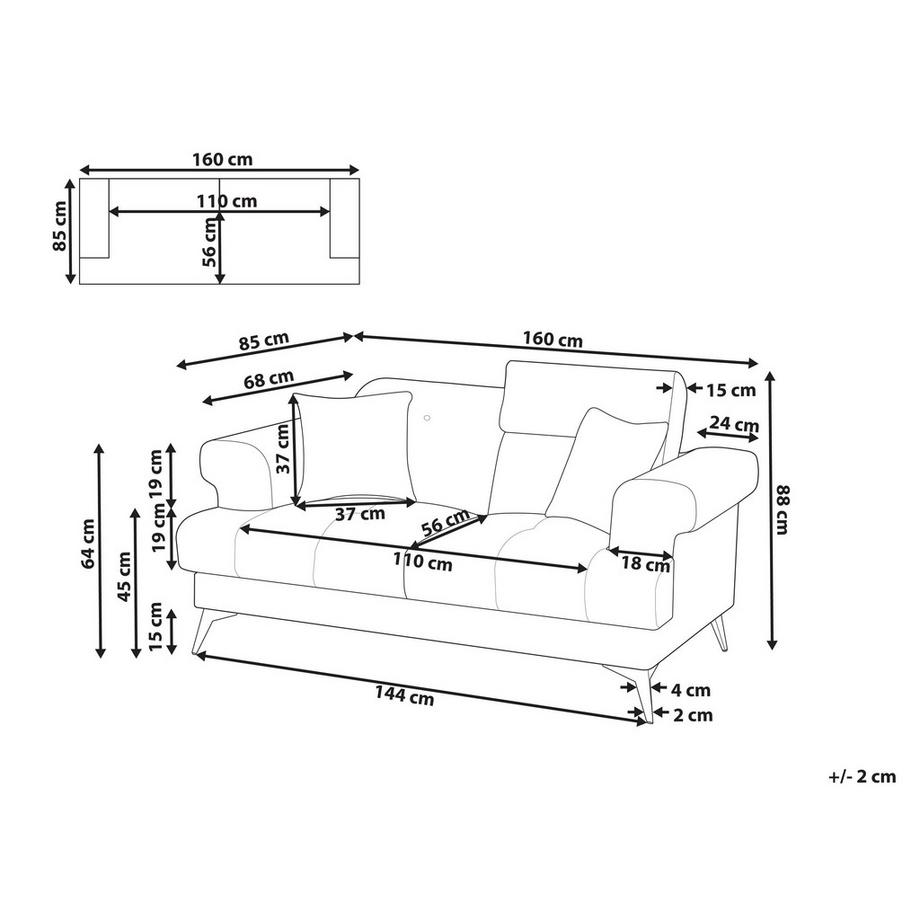 Beliani Canapé 2 places en Tissu Minimaliste SKIVE  
