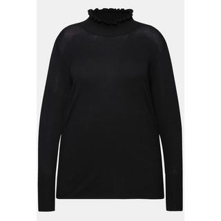 Ulla Popken  Pullover, gekräuselter Stehkragen, Langarm mit Knöpfen 