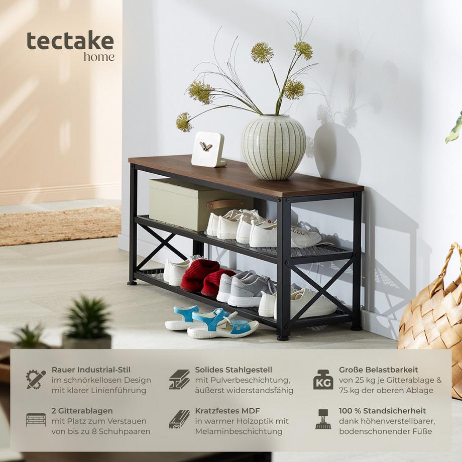 Tectake Étagère à chaussures BLACKPOOL style industriel  