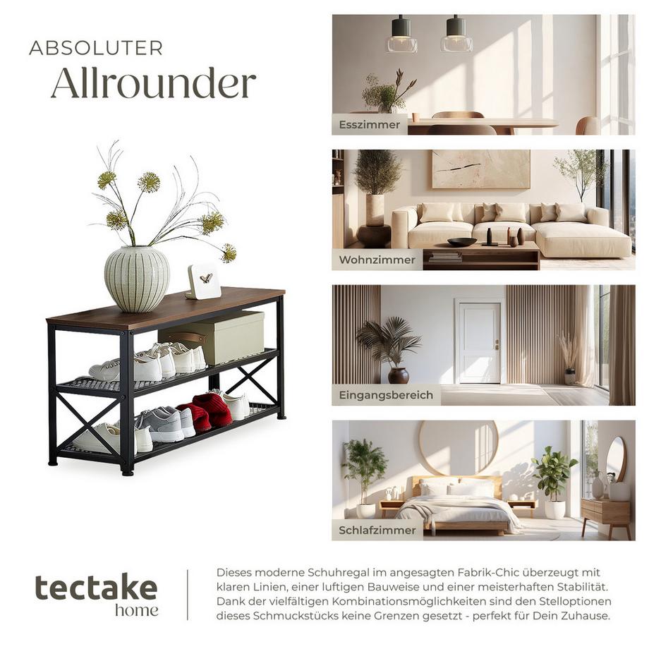 Tectake Étagère à chaussures BLACKPOOL style industriel  