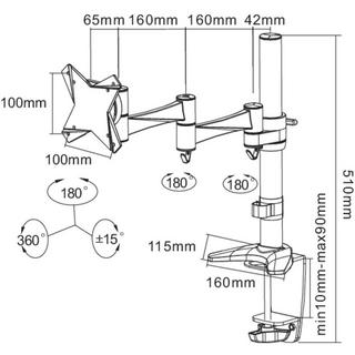 NewStar  1fach Monitor-Tischhalterung 25,4 cm (10) - 76,2 cm (30) Weiß Höhenverstellbar, Nei 