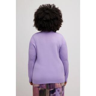 Ulla Popken  Pullover, Rhomben-Strukturmix, Rollkragen, Langarm 