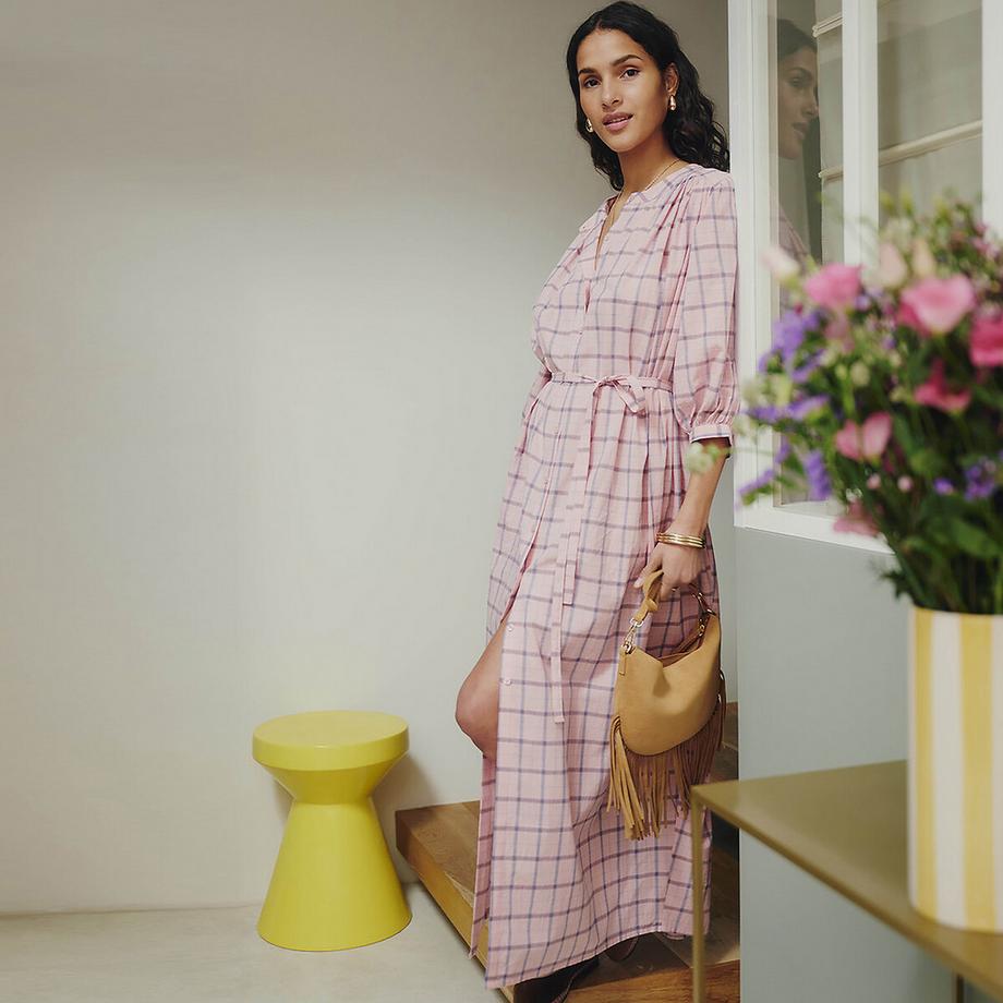 La Redoute Collections Langes kariertes Kleid mit 3/4 Ärmeln  