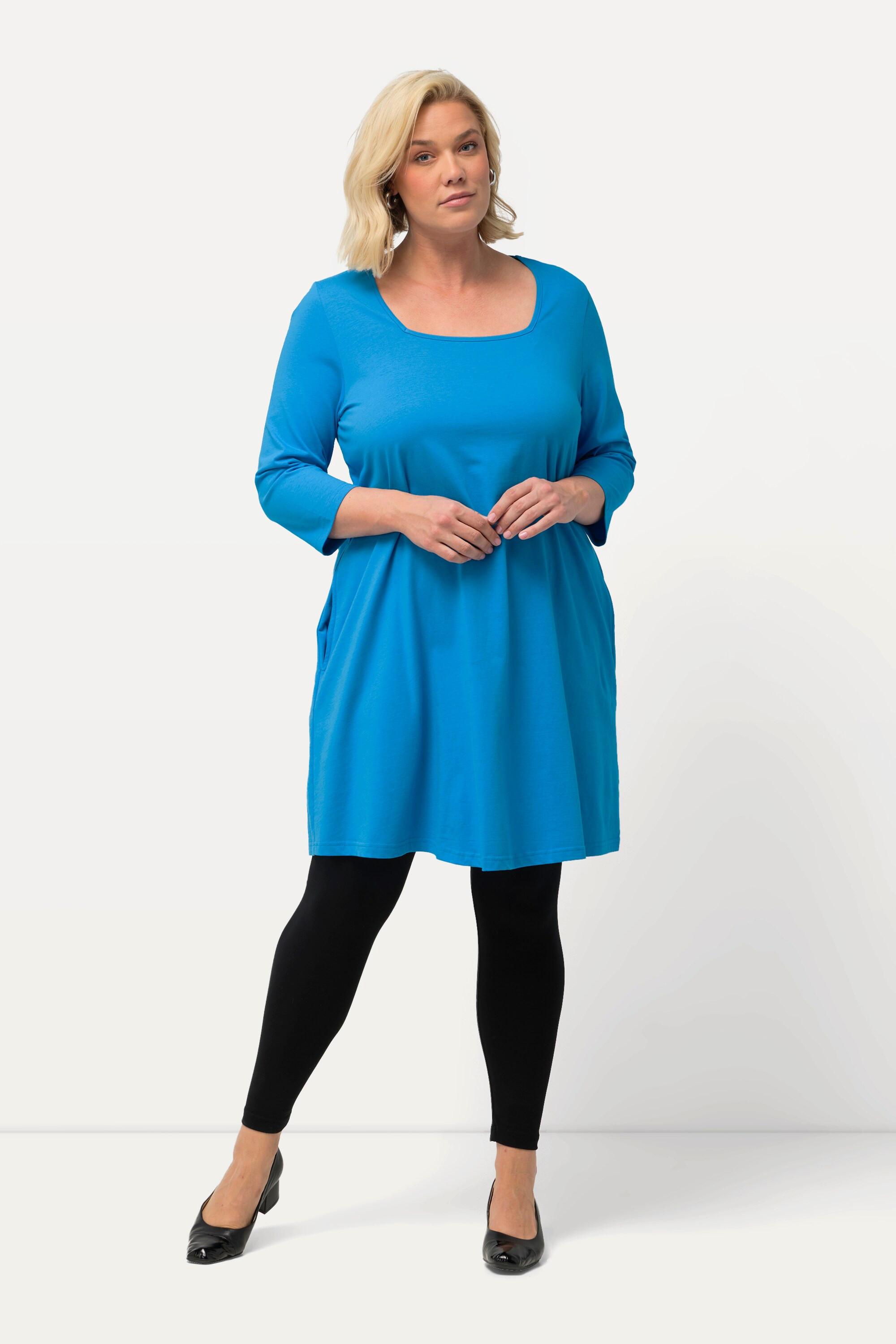 Ulla Popken  Longshirt, A-Linie, Carree-Ausschnitt, 3/4-Arm 