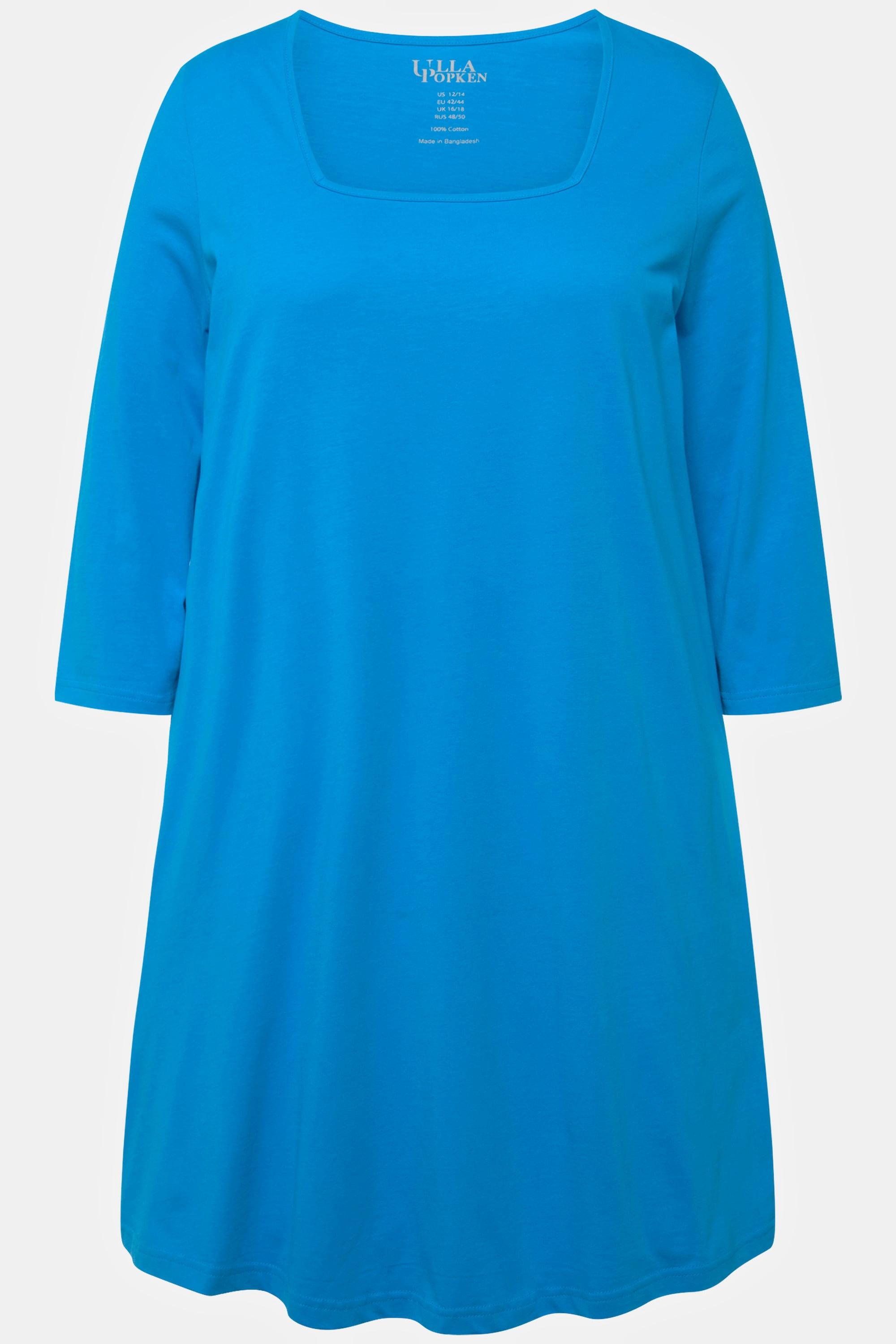 Ulla Popken  Longshirt, A-Linie, Carree-Ausschnitt, 3/4-Arm 