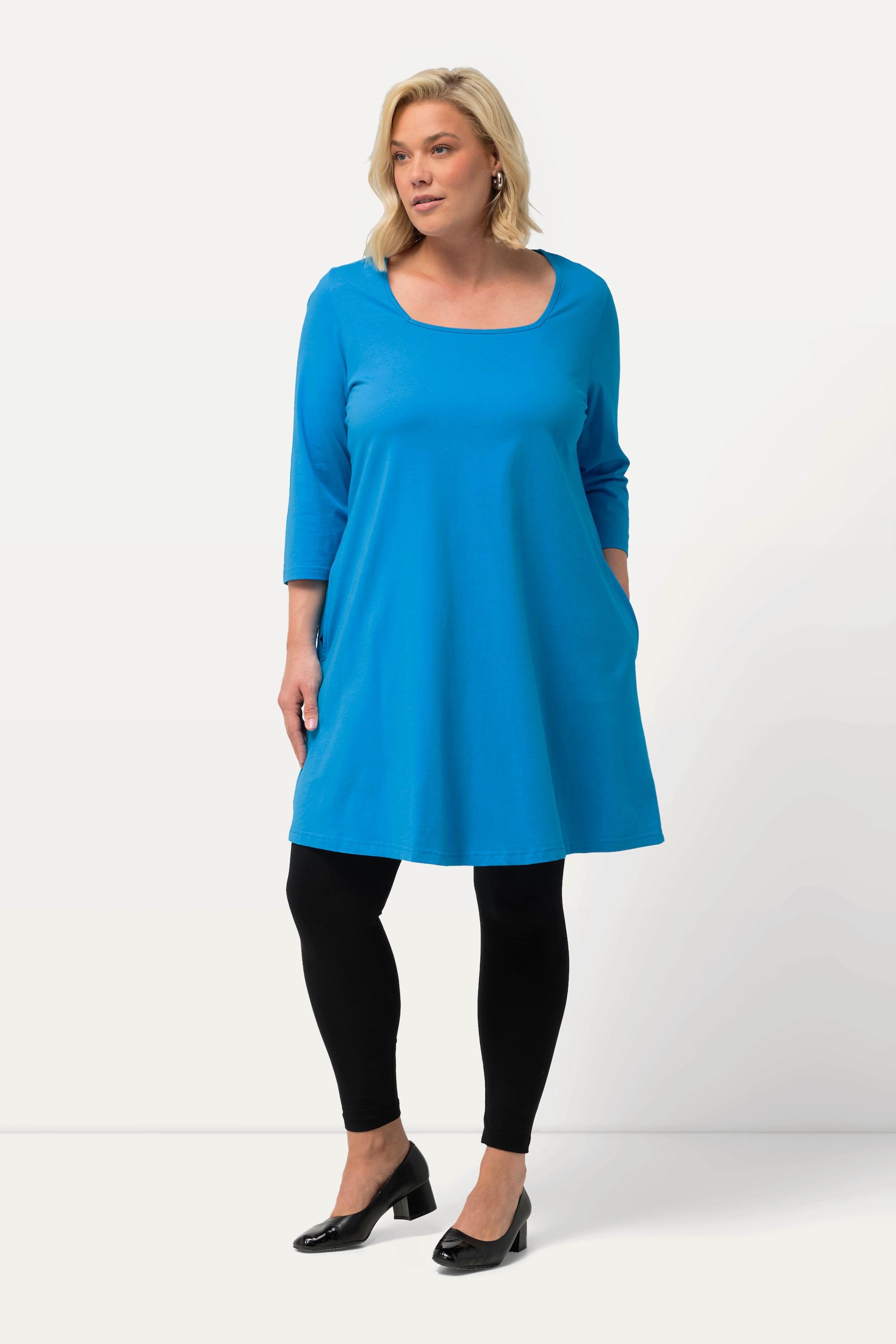 Ulla Popken  Longshirt, A-Linie, Carree-Ausschnitt, 3/4-Arm 