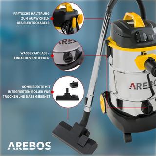Arebos Aspirateur Industriel 5en1 1600W avec ou sans sac 30L  