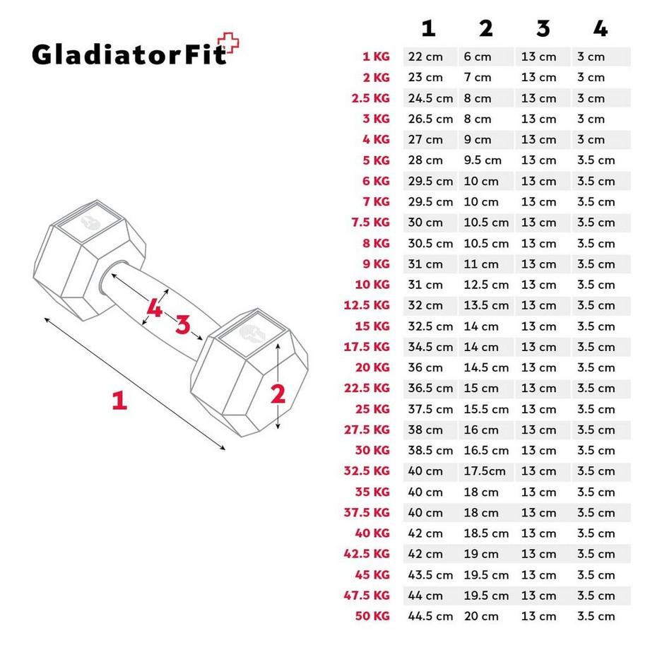 GladiatorFit  Sechseckige Hantel "Hex Dumbbell" aus Gummi GladiatorFit 
