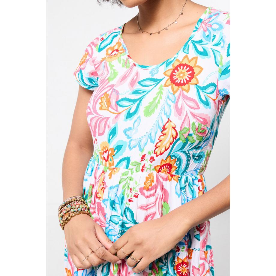 Joe Browns Abito Maxi in Cotone Crinkle con Vita Elastica  