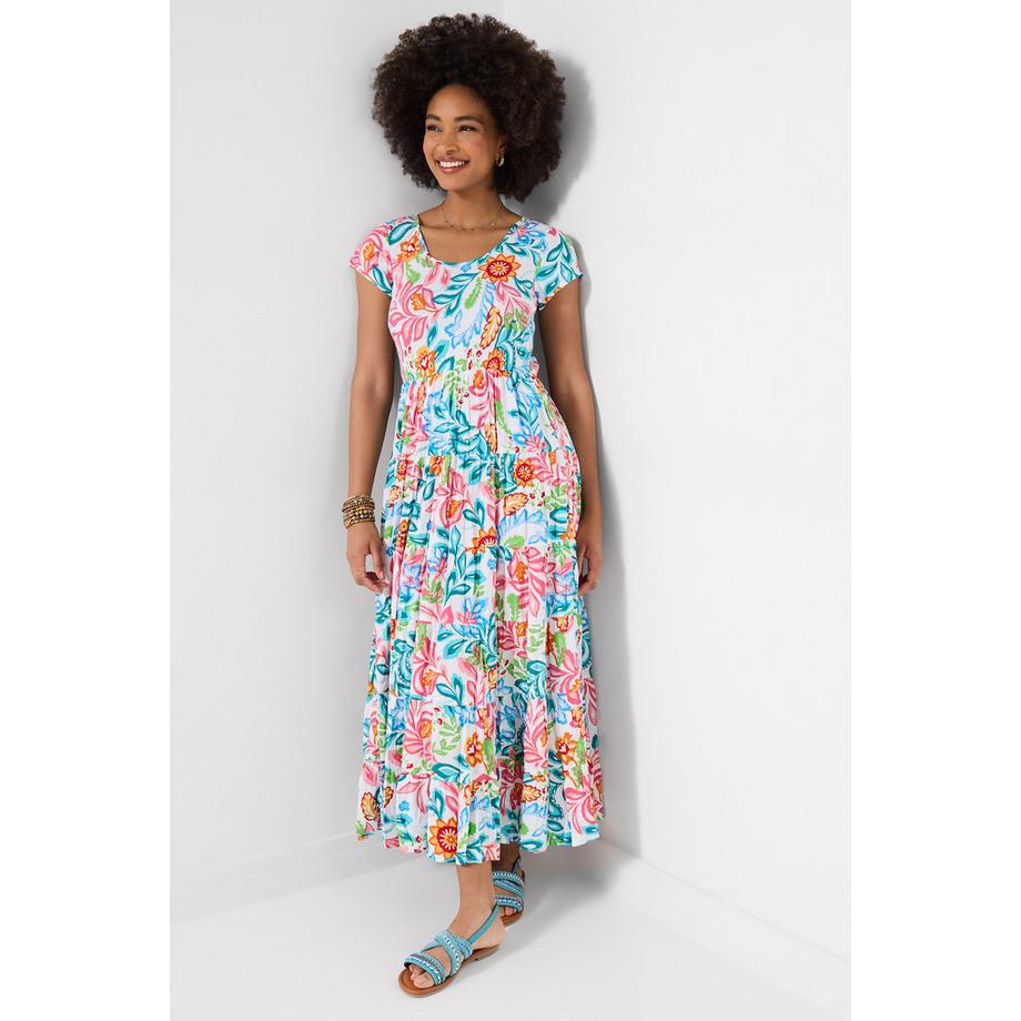 Joe Browns Abito Maxi in Cotone Crinkle con Vita Elastica  