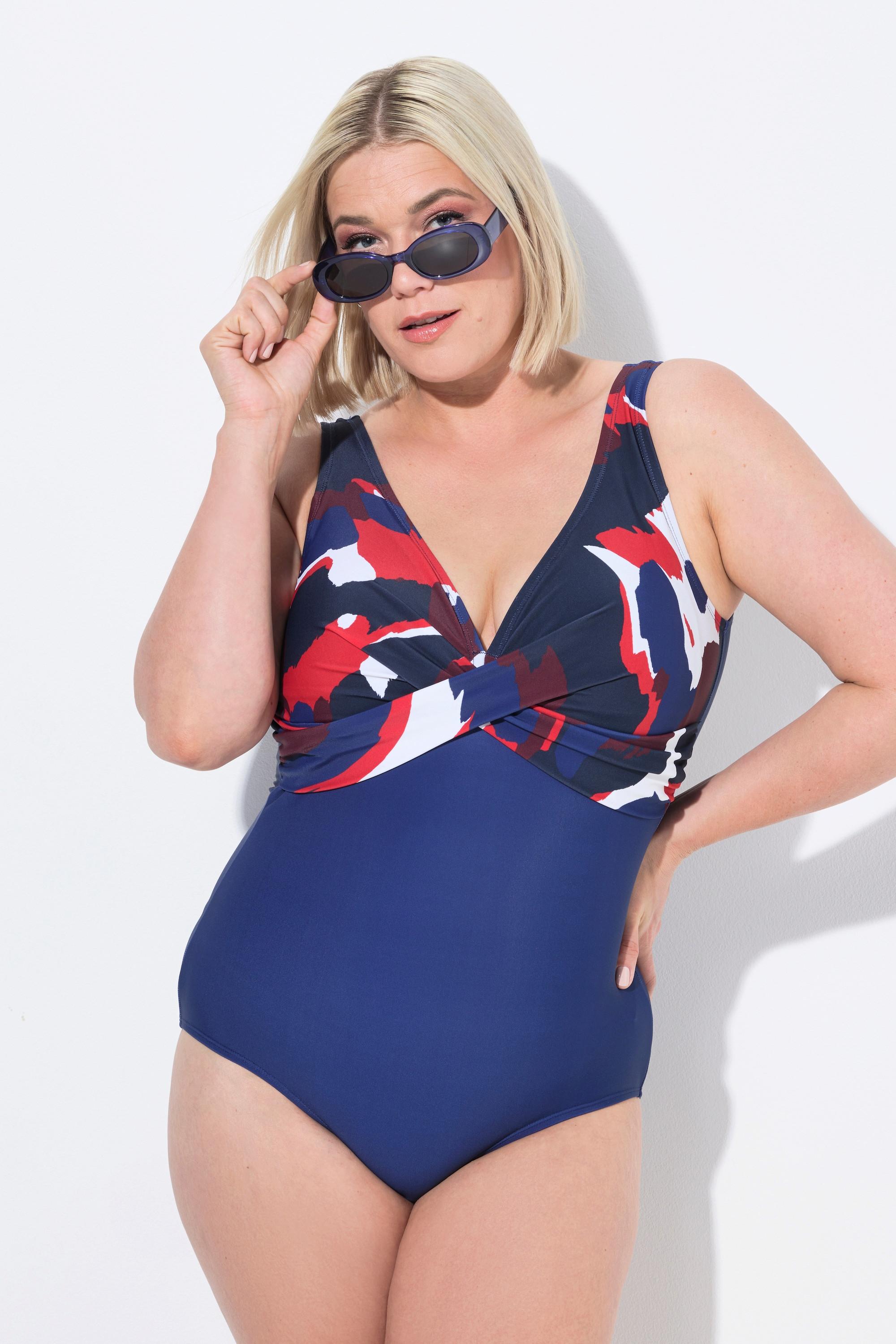 Ulla Popken Costume da bagno Nodo Decorativo Coppe Morbide Busto Stampato  