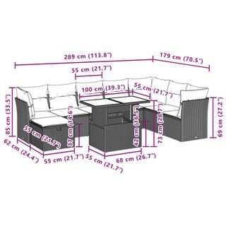 VidaXL Ensemble de canapés de jardin rotin synthétique  