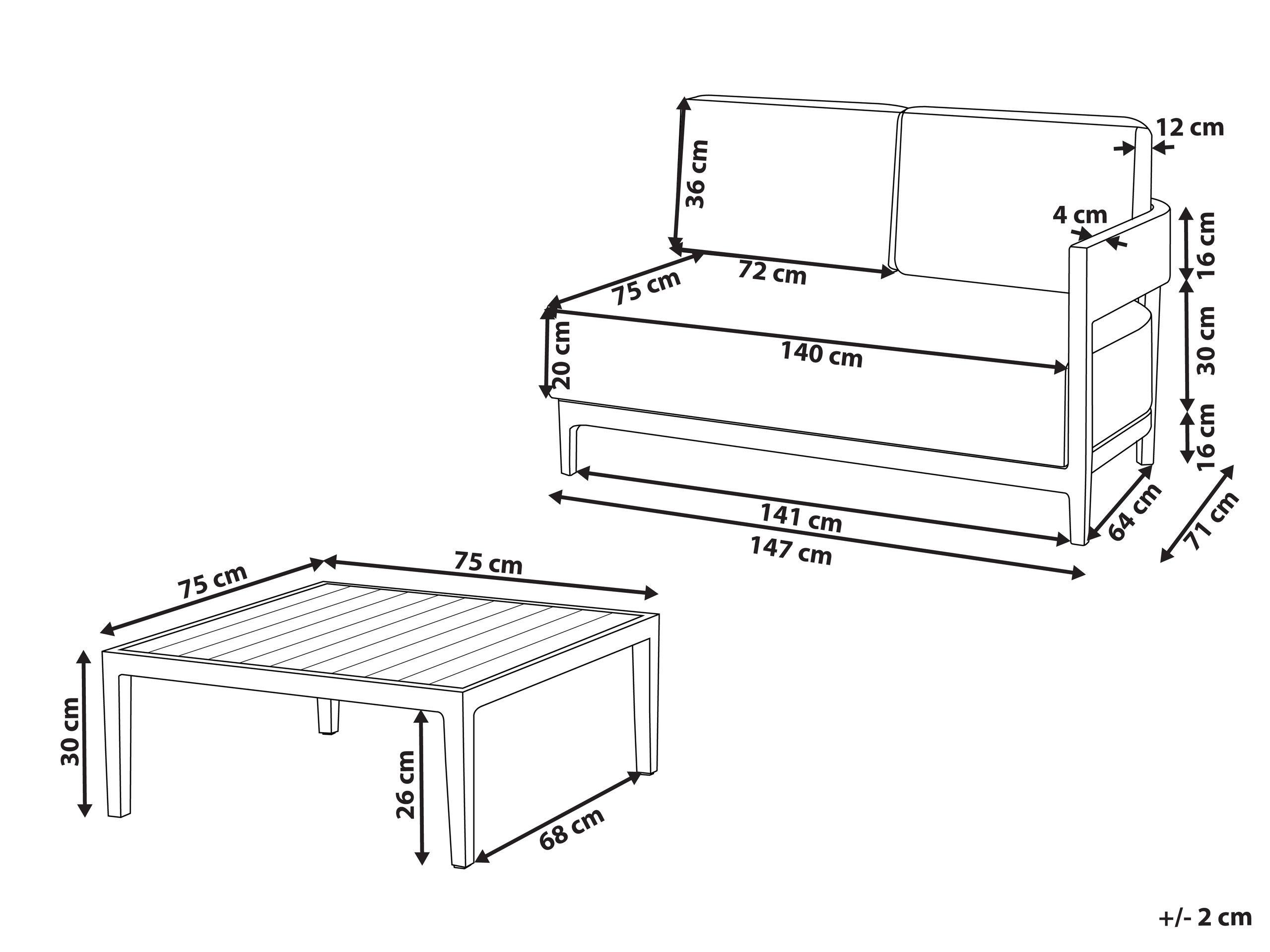 Beliani 2 Sitzer Sofa aus Aluminium Modern SAMPIERI  