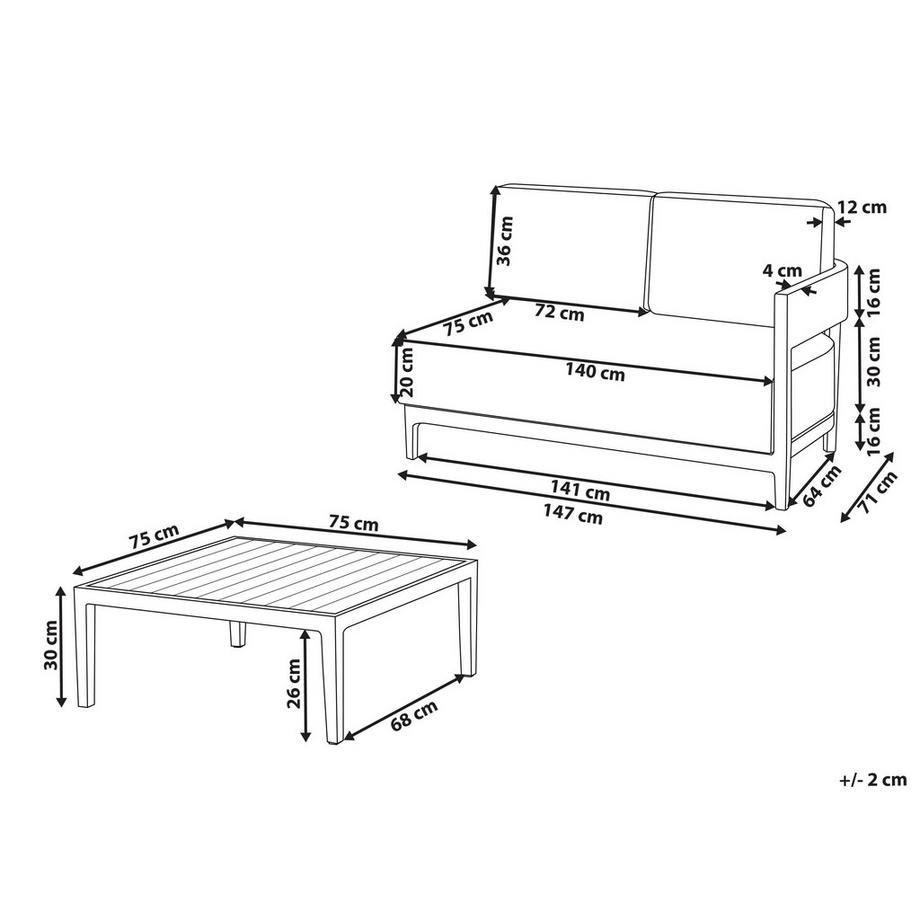 Beliani 2 Sitzer Sofa aus Aluminium  SAMPIERI  