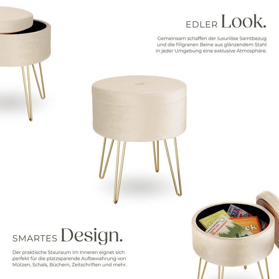 Tectake Tabouret avec espace de rangement AVA rond  