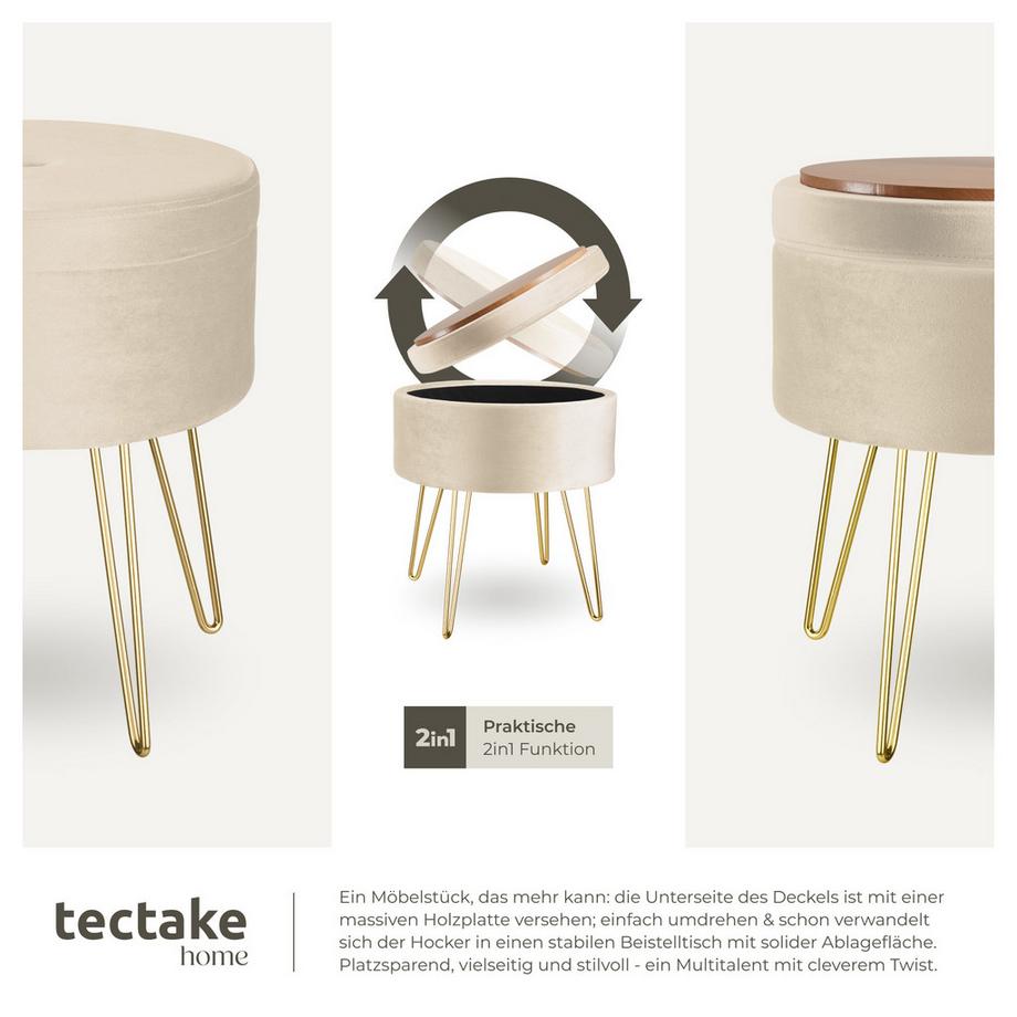 Tectake Tabouret avec espace de rangement AVA rond  