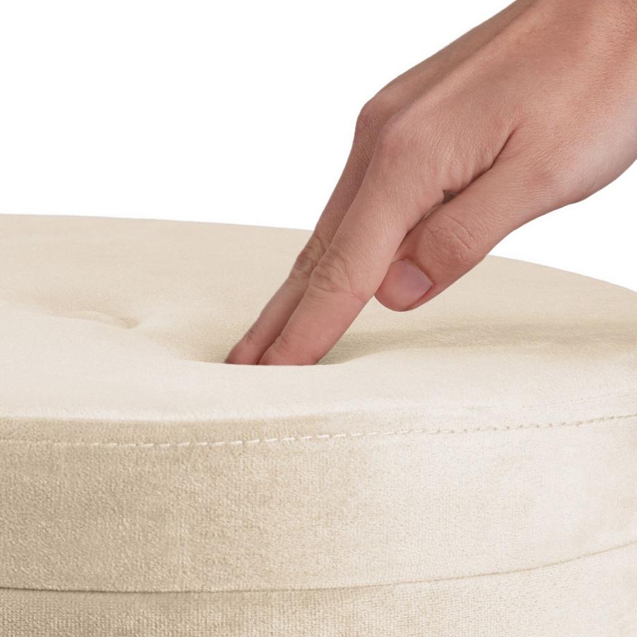 Tectake Sitzhocker mit Stauraum Ava rund Belastbarkeit 300 kg  