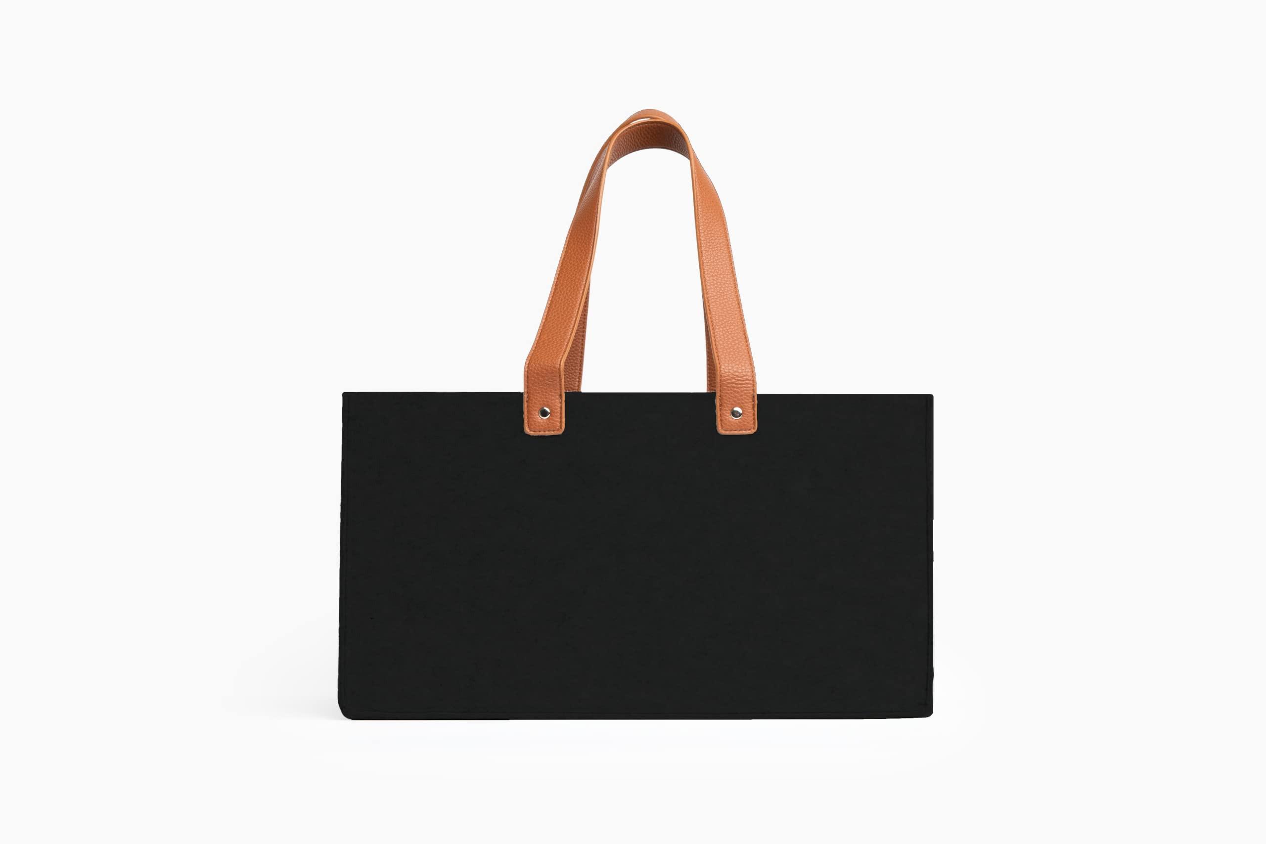 Only-bags.store  Sac d'organisation pour les enseignants, le bureau à domicile et le travail, les fournitures scolaires, la papeterie et les fournitures de bricolage - Modèle ouvert en feutre avec poignées en similicuir 