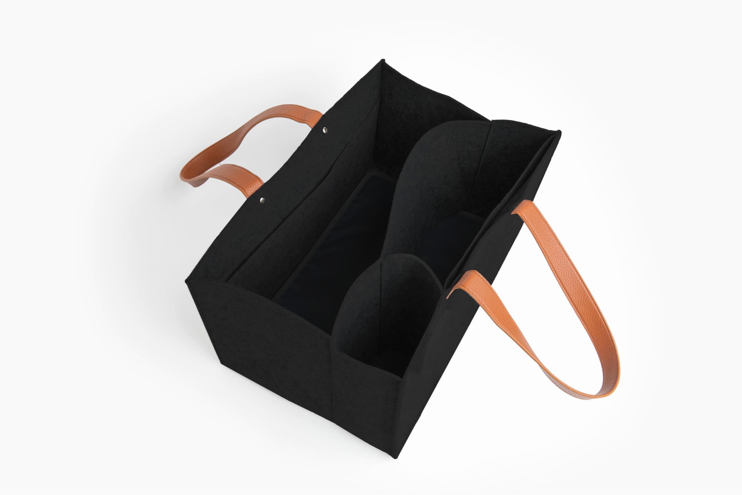 Only-bags.store  Sac d'organisation pour les enseignants, le bureau à domicile et le travail, les fournitures scolaires, la papeterie et les fournitures de bricolage - Modèle ouvert en feutre avec poignées en similicuir 