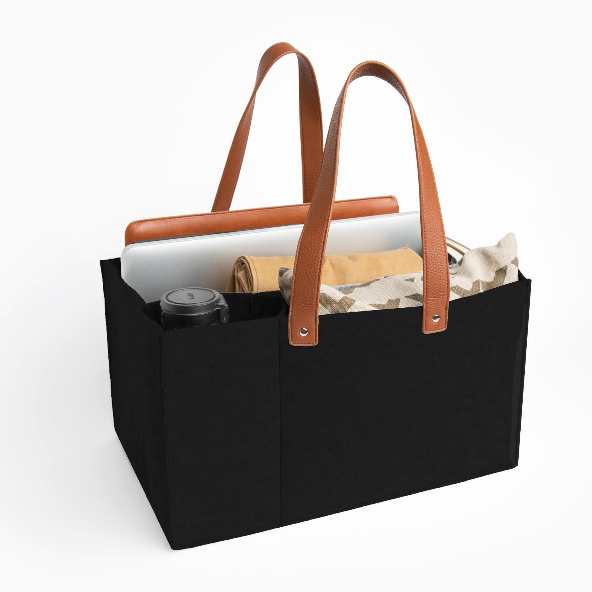 Only-bags.store  Organizer-Tasche für Lehrer, Home Office und Arbeit, Schulbedarf, Schreibwaren und Bastelmaterial - Offenes Design aus Filz mit Kunstledergriffen 