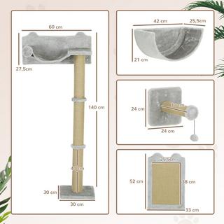 Northio  Parete da arrampicata per gatti 5 pezzi. Tiragraffi per gatti da arrampicata con tiragraffi, amaca, piattaforma per saltare, tiragraffi da parete, mobili da parete per gatti fino a 5 kg, poliestere, grigio chiaro 