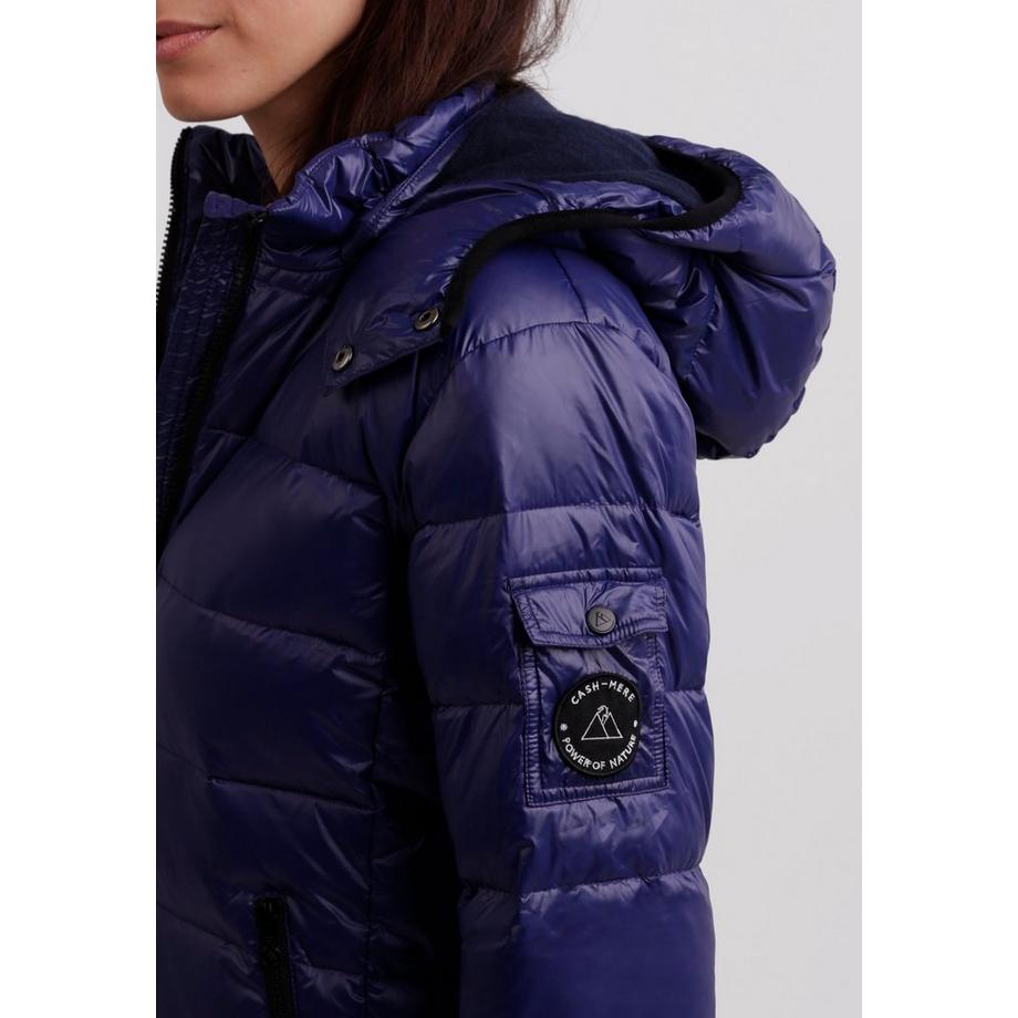 CASH-MERE.CH Piumino con Cappuccio Fodera in Cashmere Effetto Lucido  