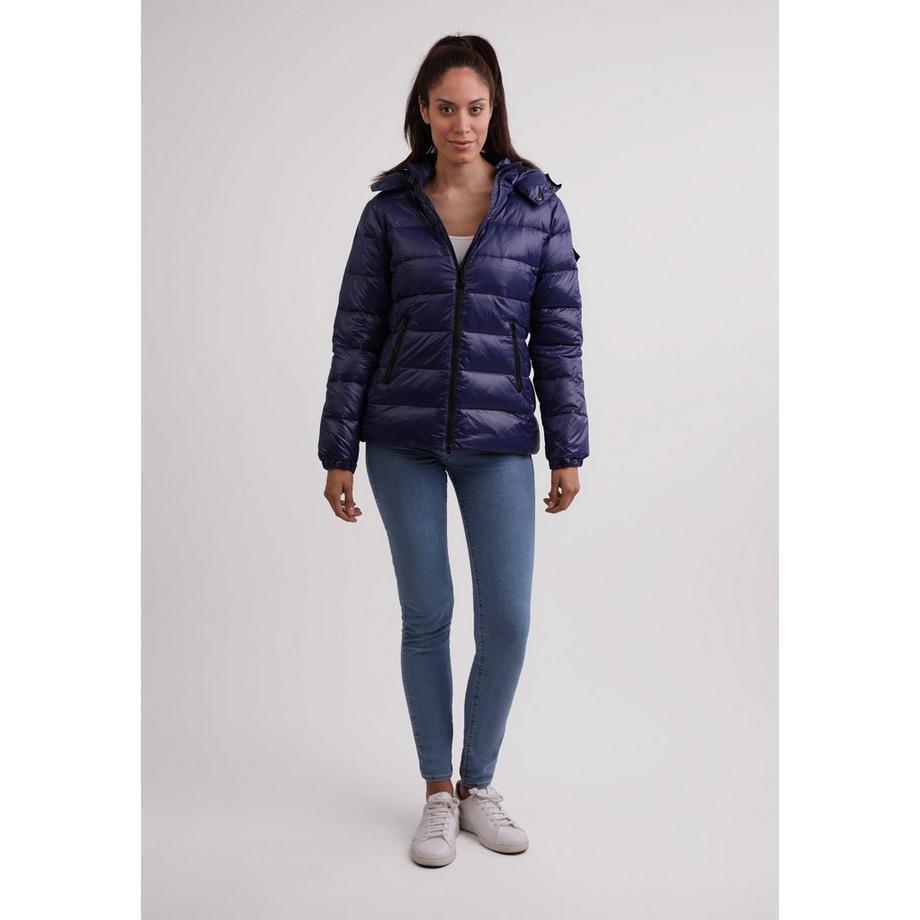 CASH-MERE.CH Piumino con Cappuccio Fodera in Cashmere Effetto Lucido  