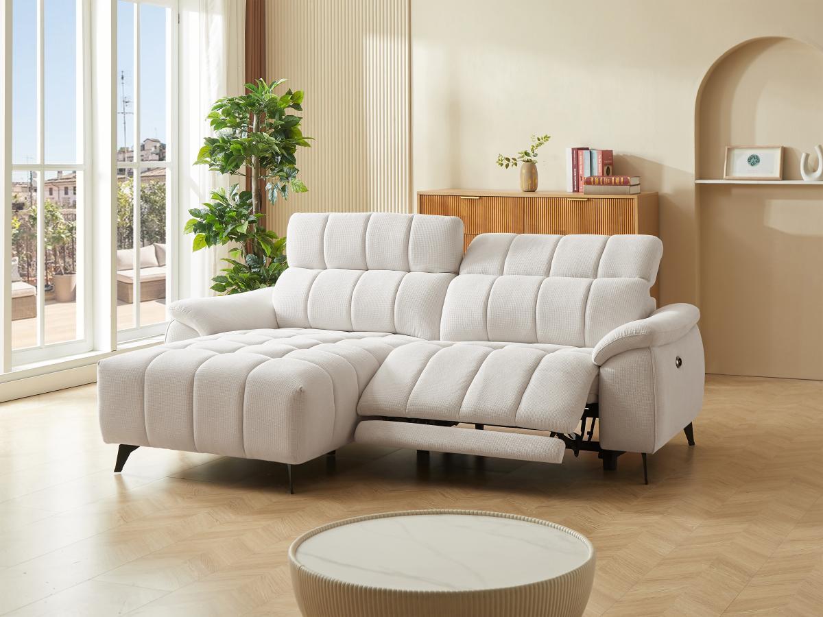 Vente-unique Eckrelaxsofa elektrisch - Ecke links - Strukturstoff - Beige - CELTIMO  