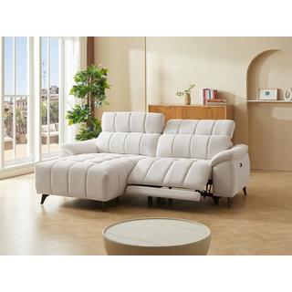 Vente-unique Eckrelaxsofa elektrisch - Ecke links - Strukturstoff - Beige - CELTIMO  