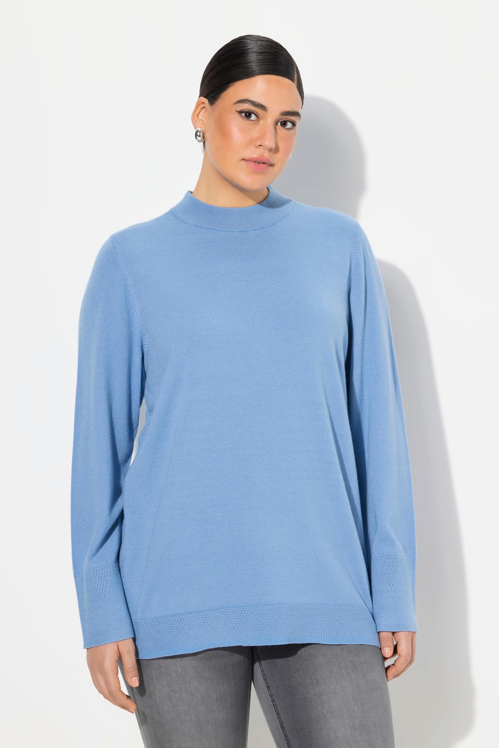 Ulla Popken  Pullover, Stehkragen, Langarm, Rippbündchen 