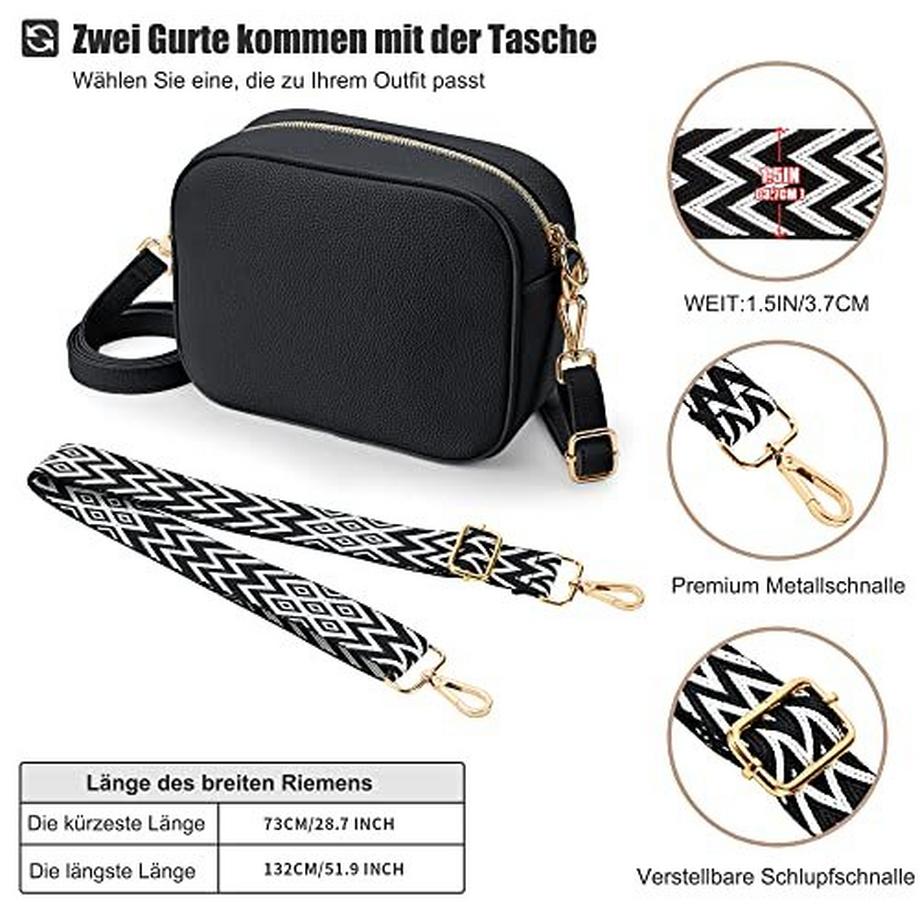 Only-bags.store Stylische Vegane Leder Umhängetasche mit 2 Verstellbaren Gurten  