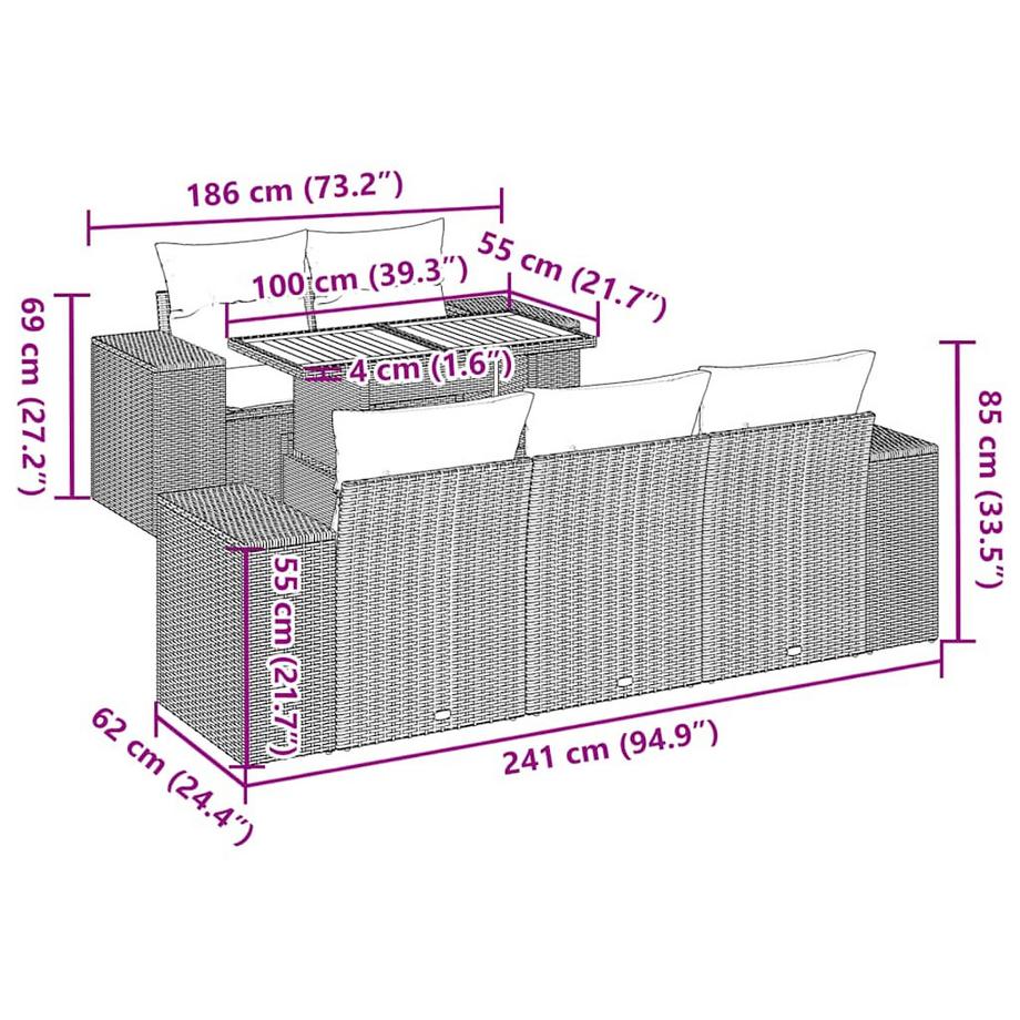 VidaXL Ensemble de canapés de jardin rotin synthétique  