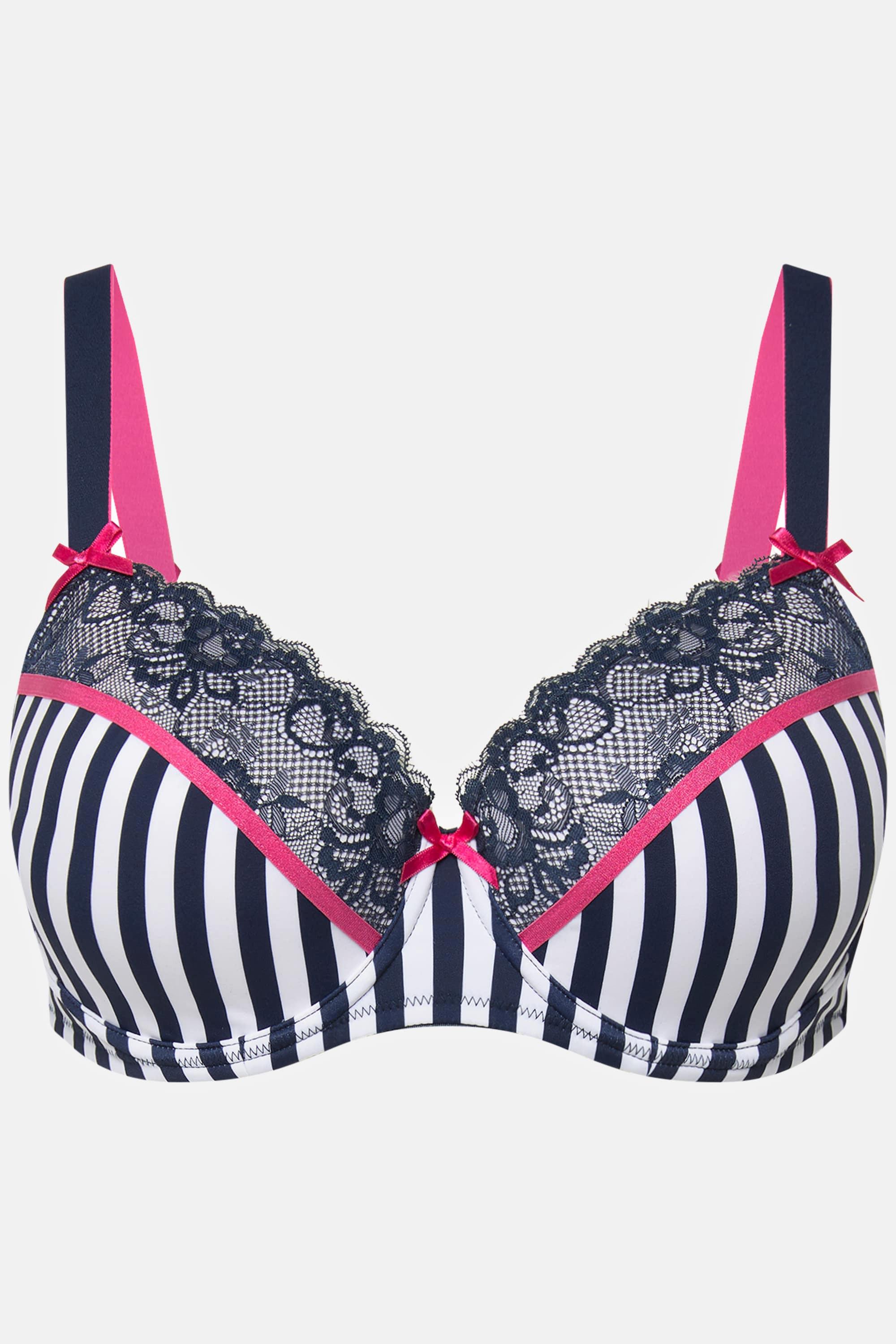 Ulla Popken  Reggiseno con ferretto, righe, coppe morbide e coppa B-D 