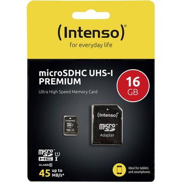 Intenso Premium Scheda microSDHC 16 GB Class 10, UHS-I incl. Adattatore SD