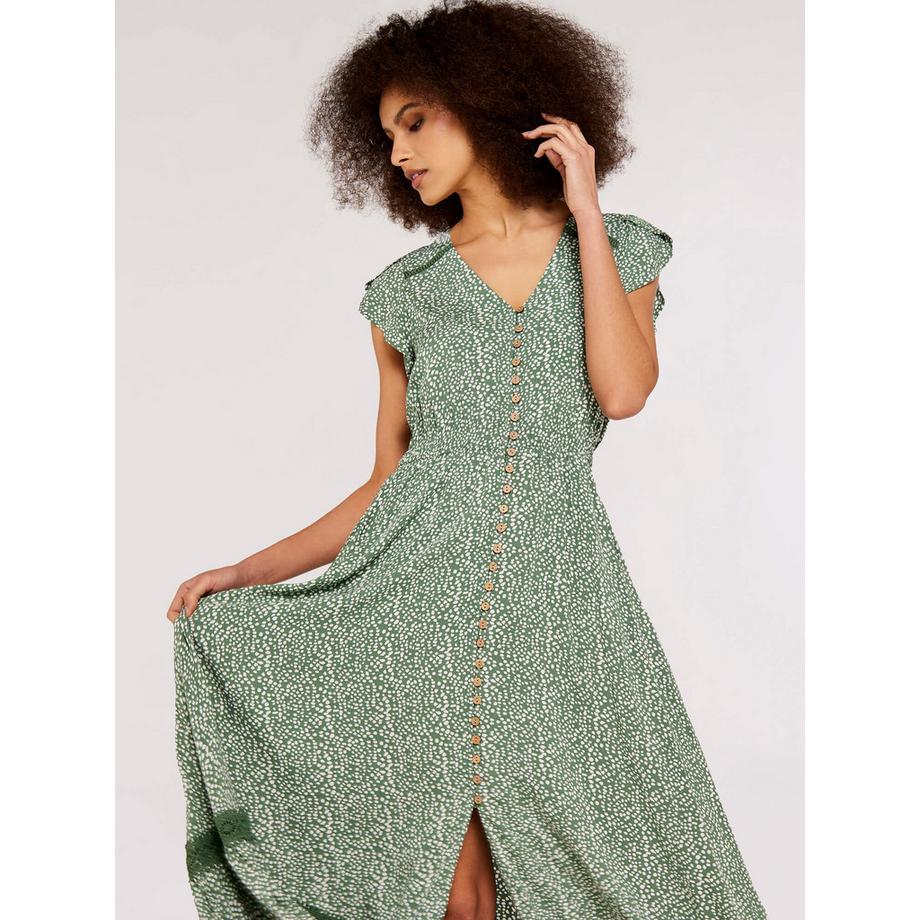 Gemustertes Maxikleid mit Spitzeneinsatz