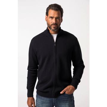 bis 7XL, Strickjacke, Cardigan mit Stehkragen, Zipper, Rippbündchen,