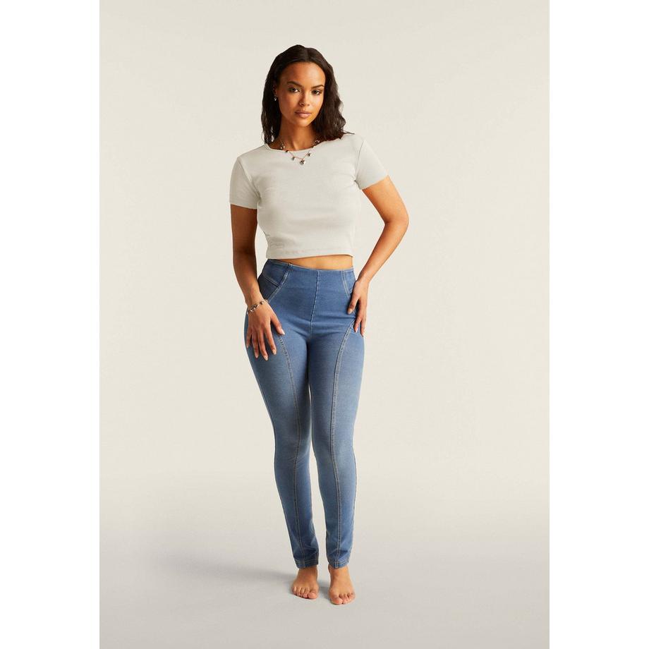 FREDDY Geripptes Kurzarm T-Shirt mit Rückenbindung  