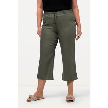 Pantalon en lin 7/8 à taille élastique. Naturellement respirant