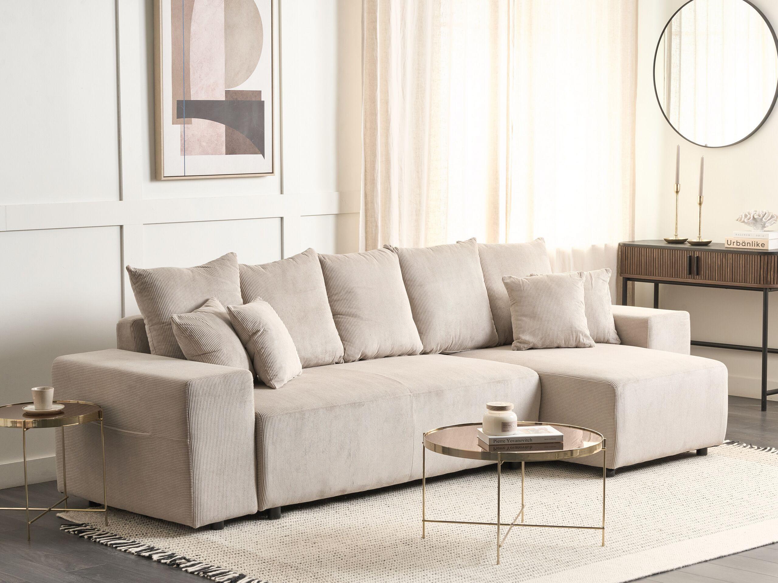 Beliani Ecksofa aus Cord Modern LUSPA  