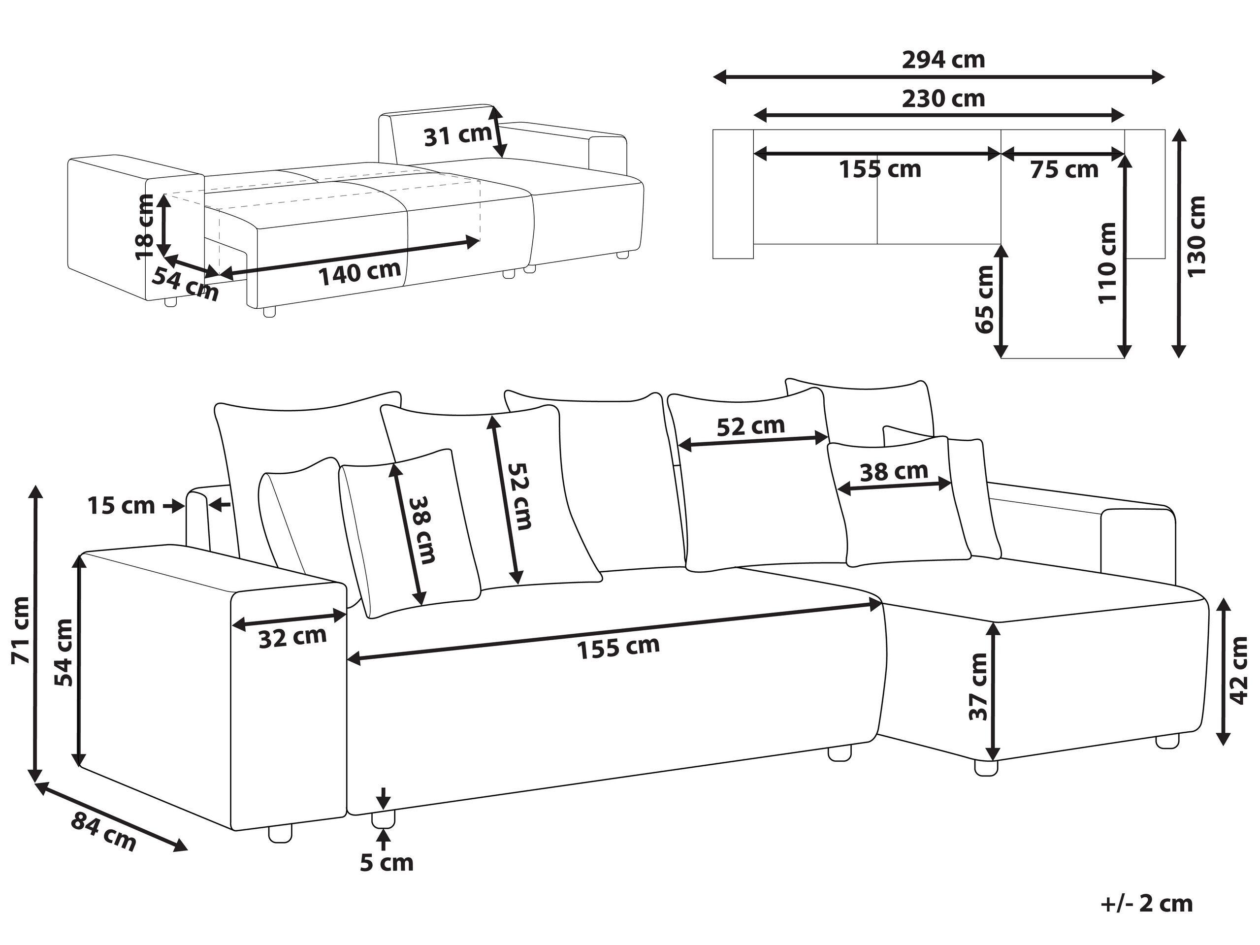 Beliani Ecksofa aus Cord Modern LUSPA  