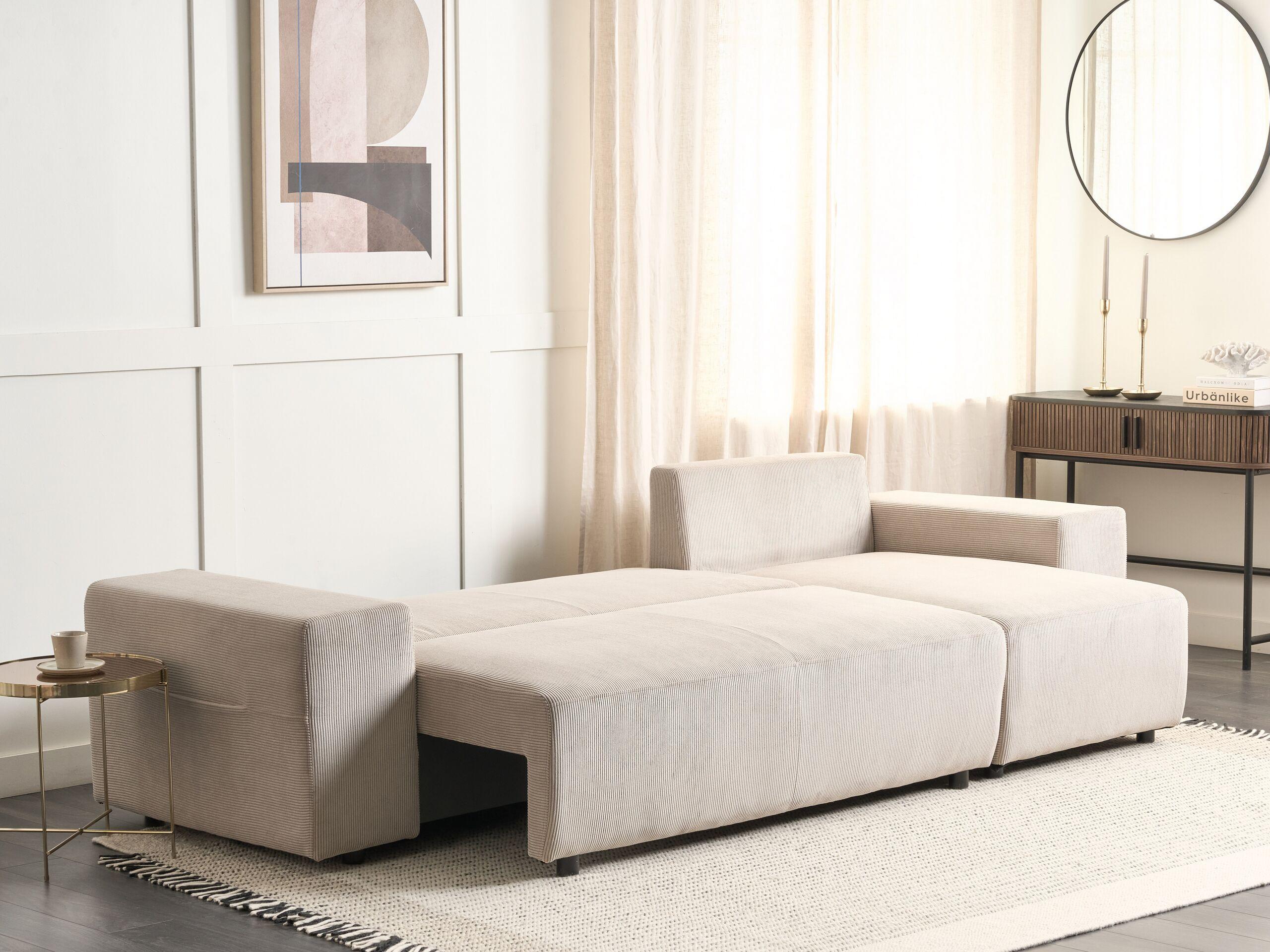 Beliani Ecksofa aus Cord Modern LUSPA  