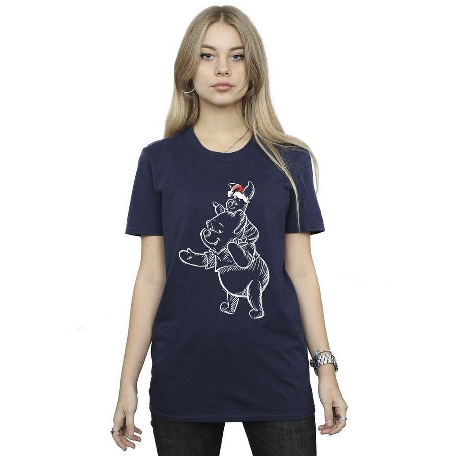 Disney Winnie l'Ourson Porcinet T-Shirt Esquisse de Noël  