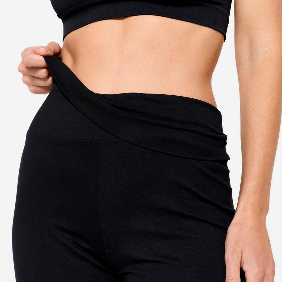 KIMJALY  Pantalon de yoga coton  doux taille haute femme, noir ultra 