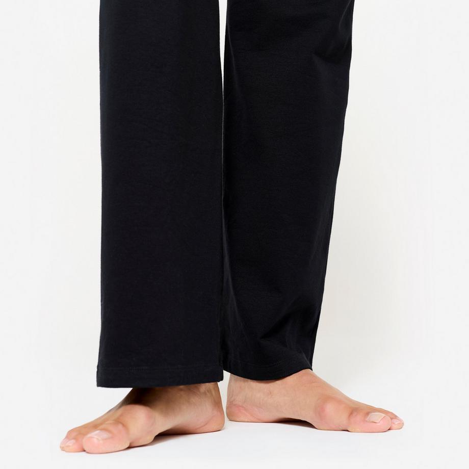 KIMJALY  Pantalon de yoga coton  doux taille haute femme, noir ultra 