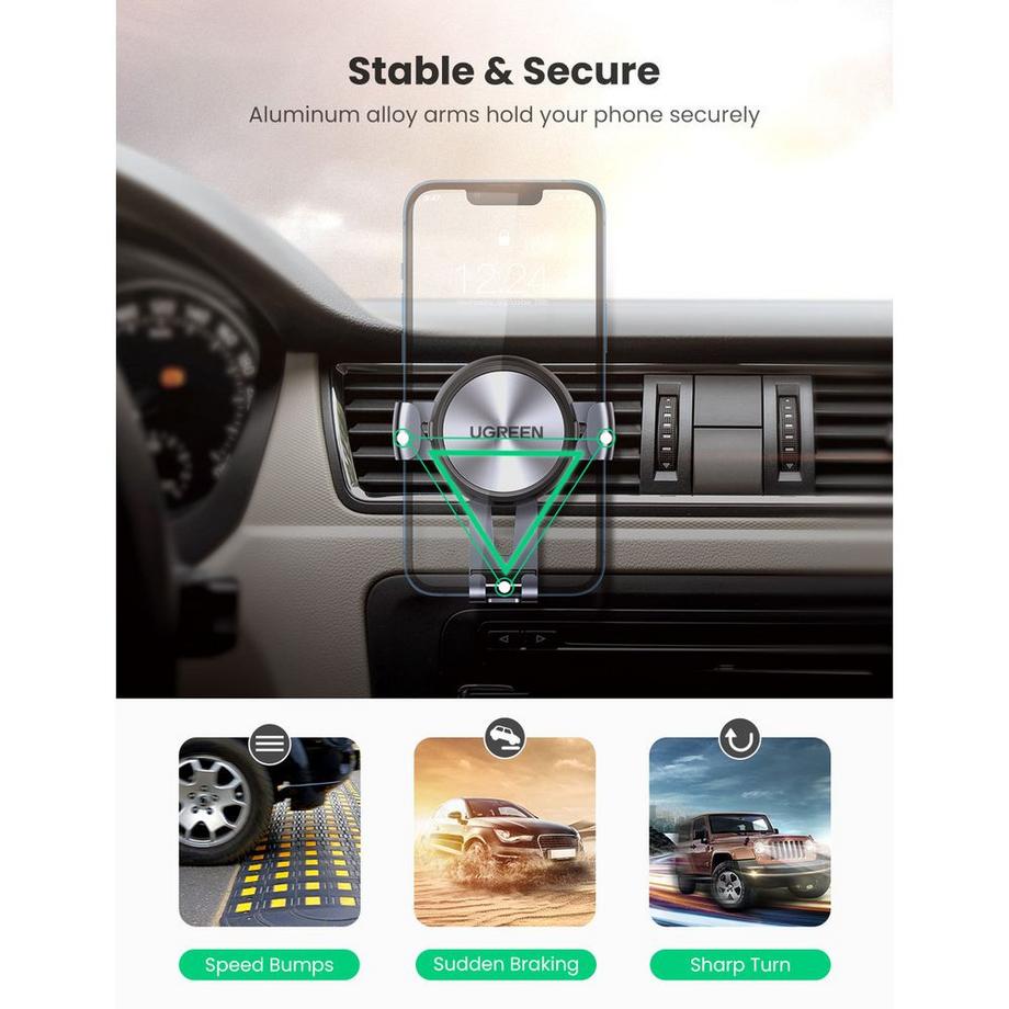 UGREEN  Support de téléphone UGREEN Gravity Drive Air Vent Mount - Gris sidéral 