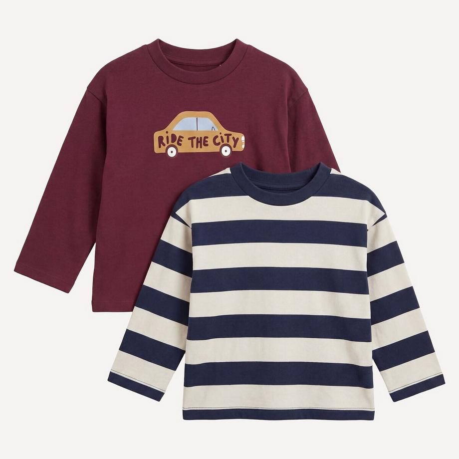 2er-Pack bedruckte Langarmshirts