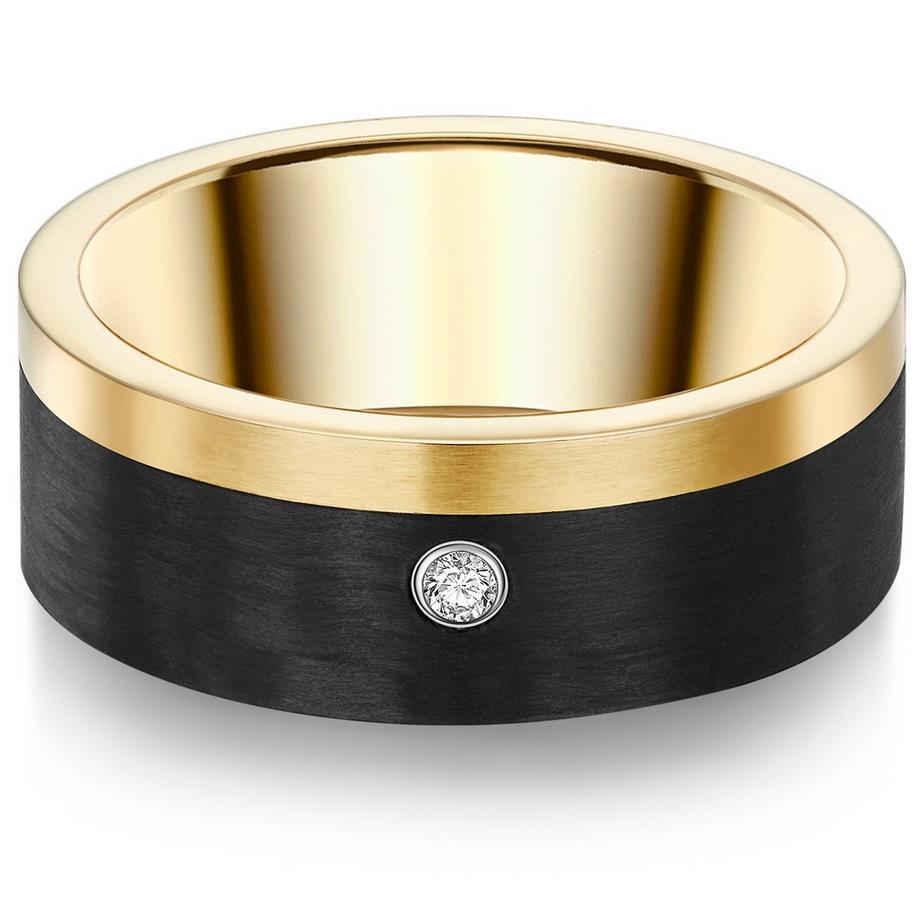 Ring Edelstahl gelbgold Zirkonia weiß