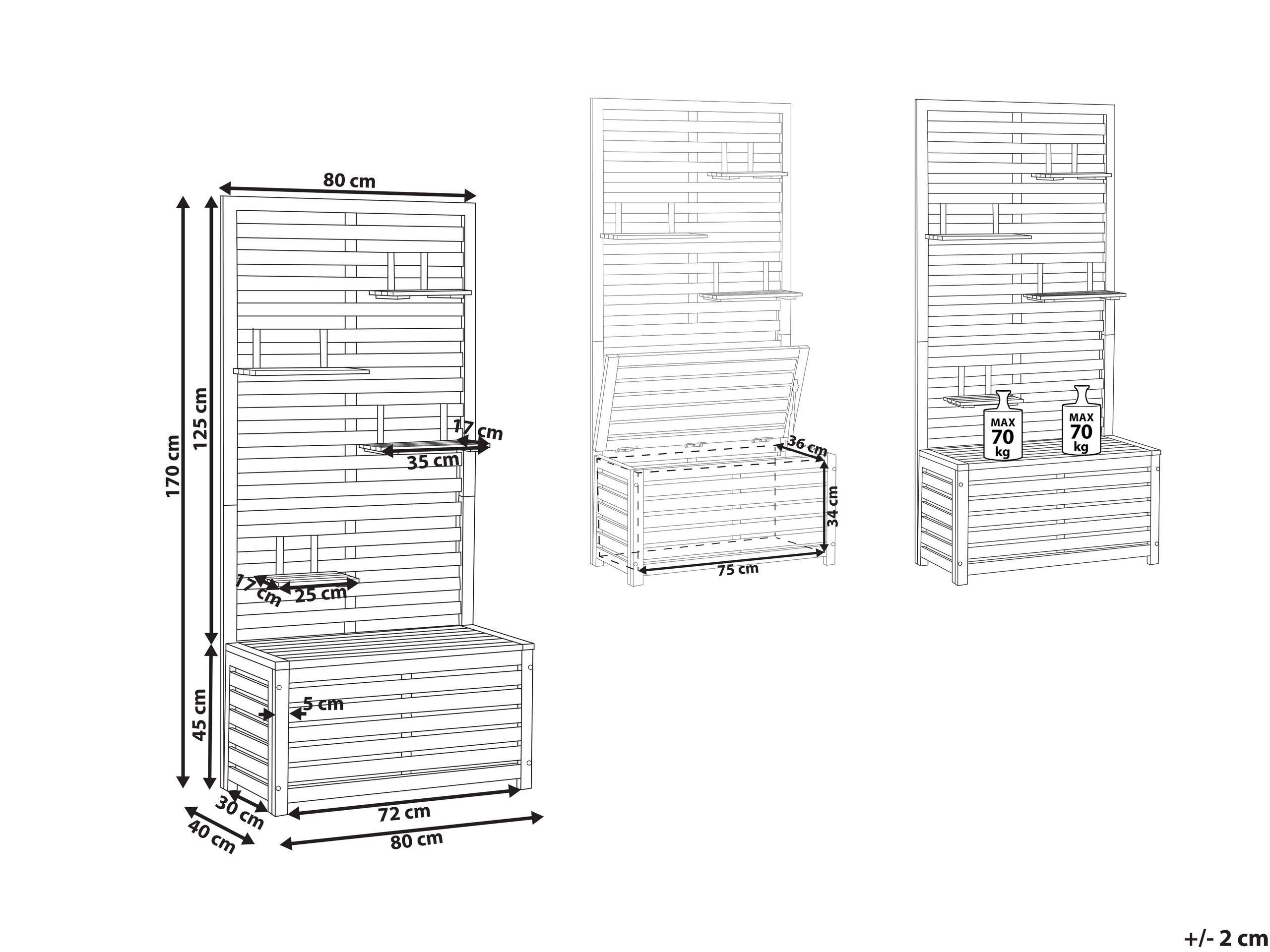 Beliani Panca da giardino con pannello a muro en Legno d'acacia Boho MATINO  