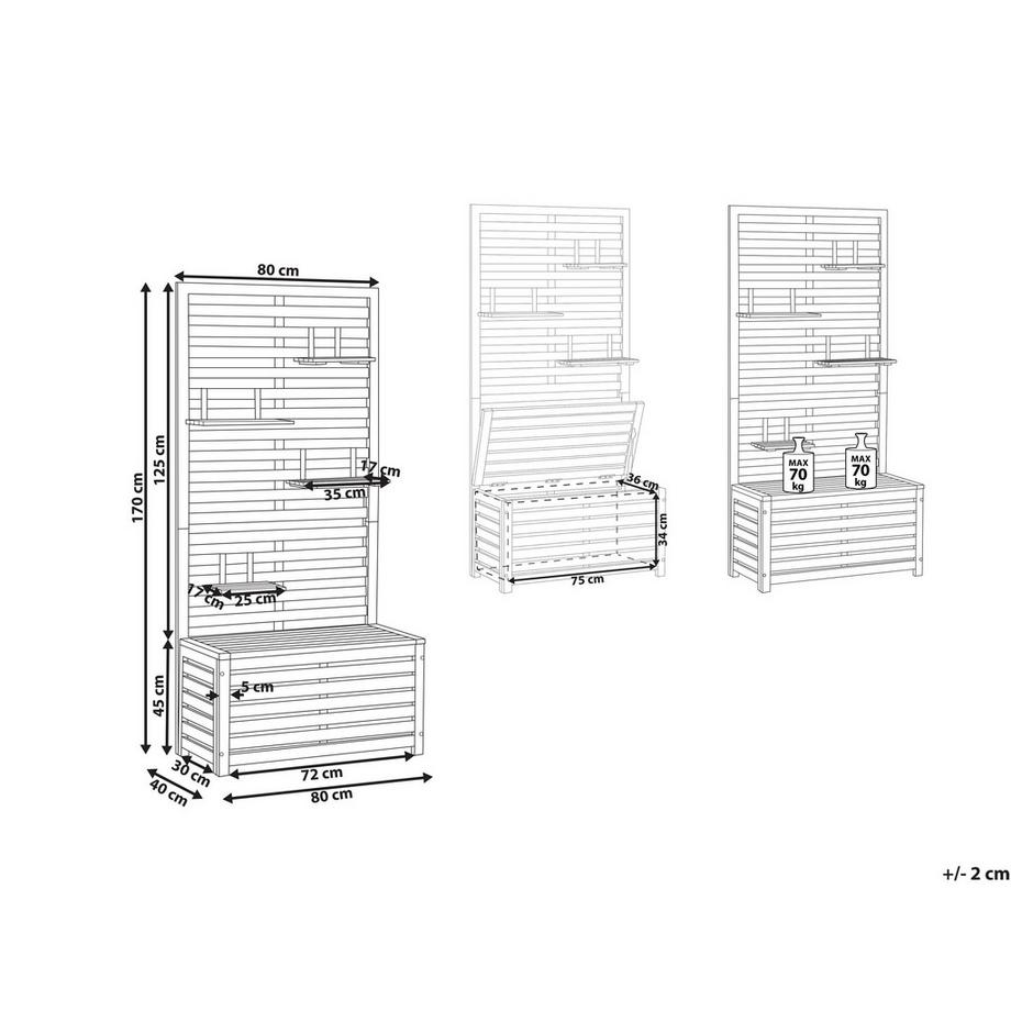 Beliani Gartenbank mit Wandpaneel aus Akazienholz Boho MATINO  